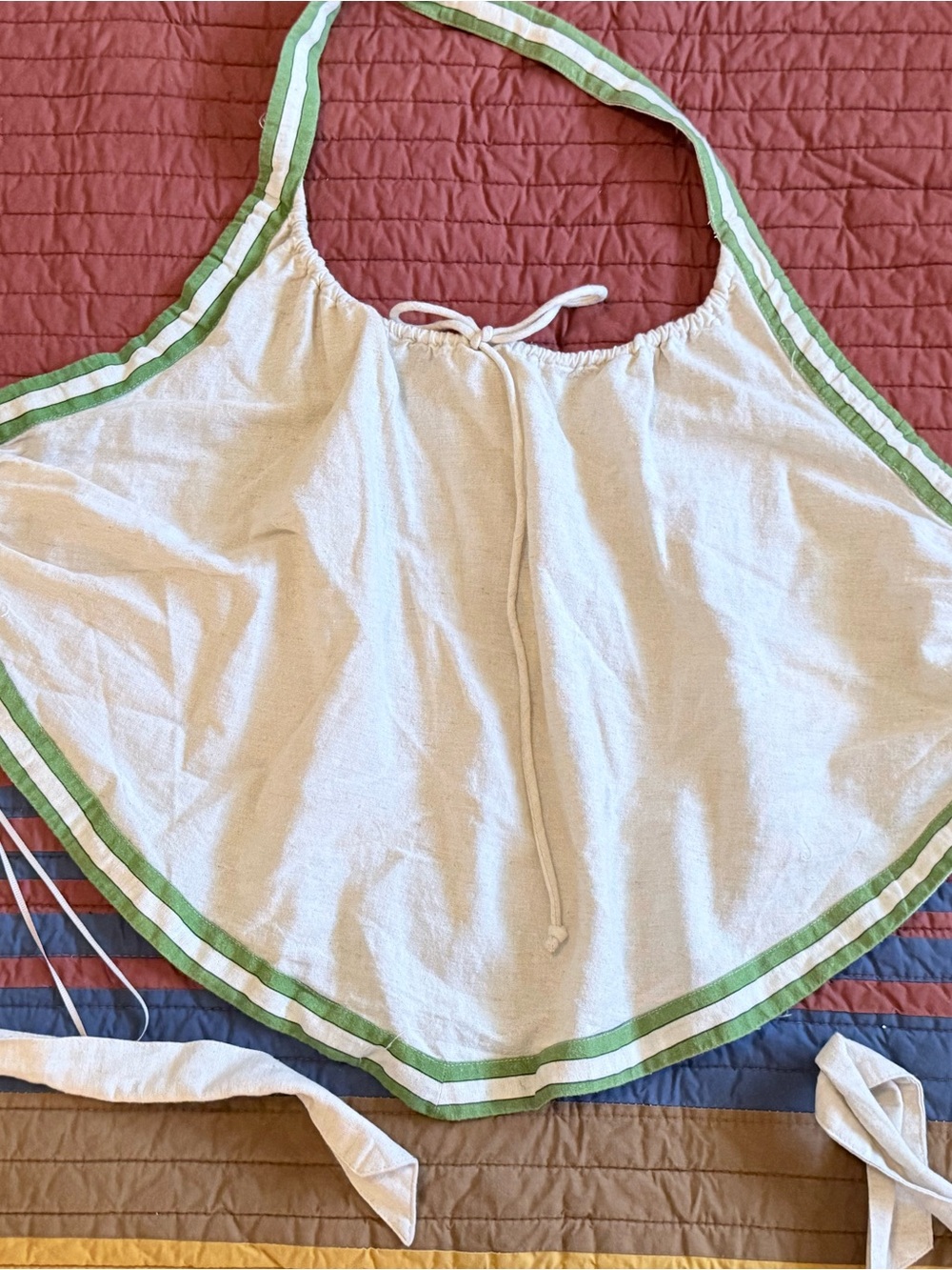 Free People Cream Halter Camisole with Green Trim